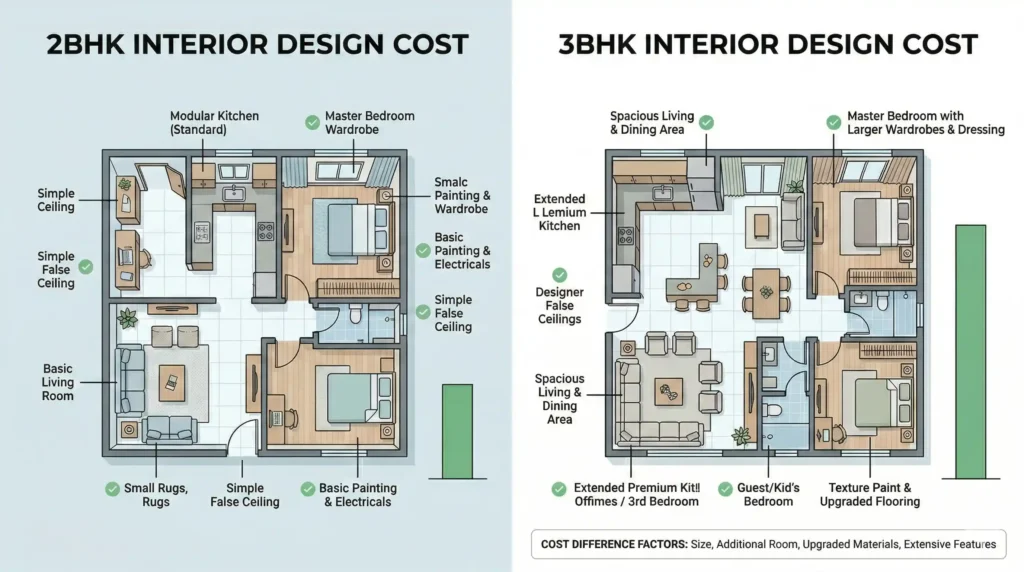 2BHK vs 3BHK Interior Cost in Trichy