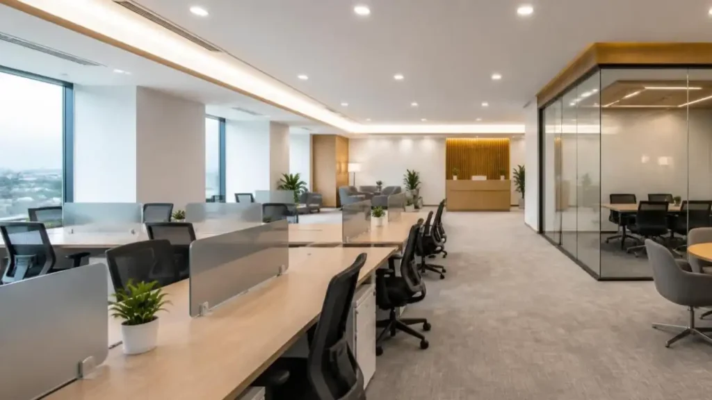 Modern and clean office interior design in Trichy with organized workspaces-3